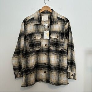 New Thread and supply tan & brown button down shacket